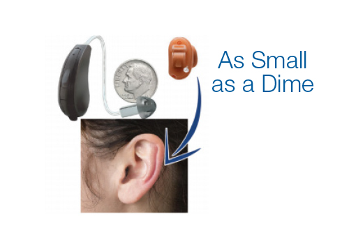 Comparing the size of a dime to an in-ear hearing aid