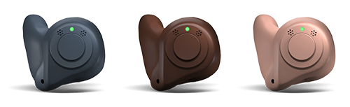 Beltone Serene in-ear hearing aids in three different skin tones